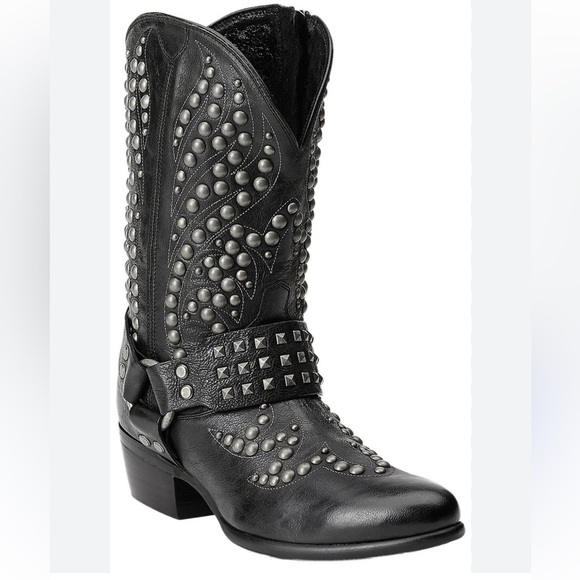 Ariat Genuine Leather Studded Cowgirl Moto Boots - Picture 1 of 11